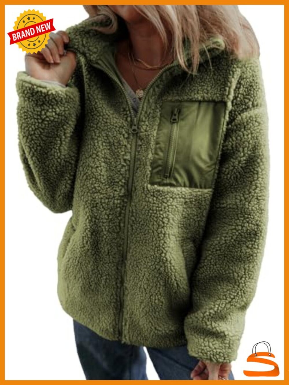 Womens Fleece Teddy Jacket Long Sleeve Full Zip Warm Winter Coat